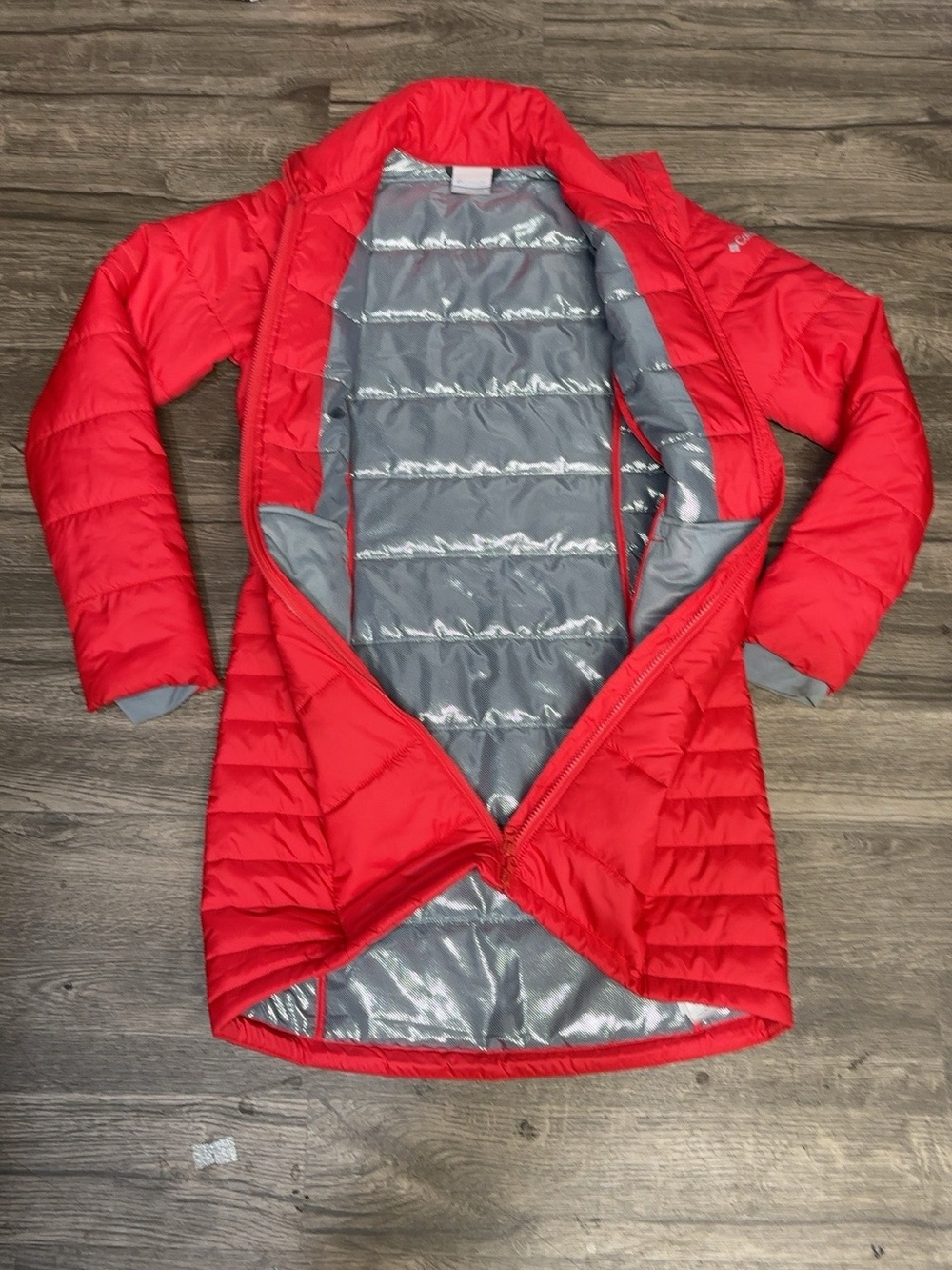 Columbia Women’s S Red Omni-Heat Long Puffer Coat Full Zip - Picture 7 of 12